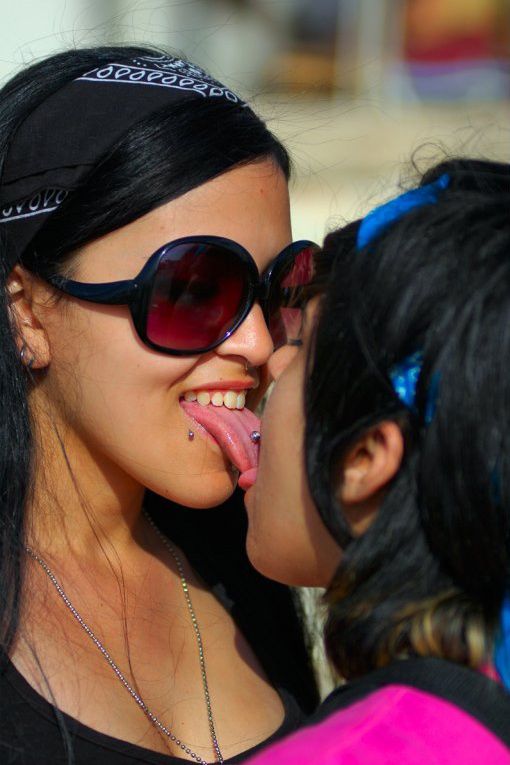 Brazilian deep tongue kissing