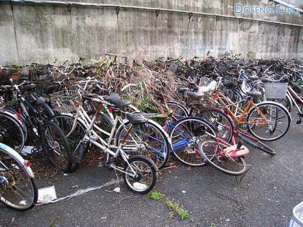Кладбище велосипедов в Японии