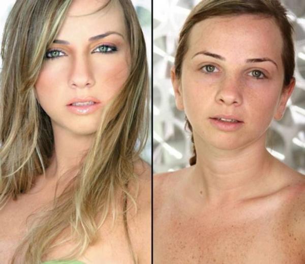 До и после макияжа (8 девушек, 16 фото)