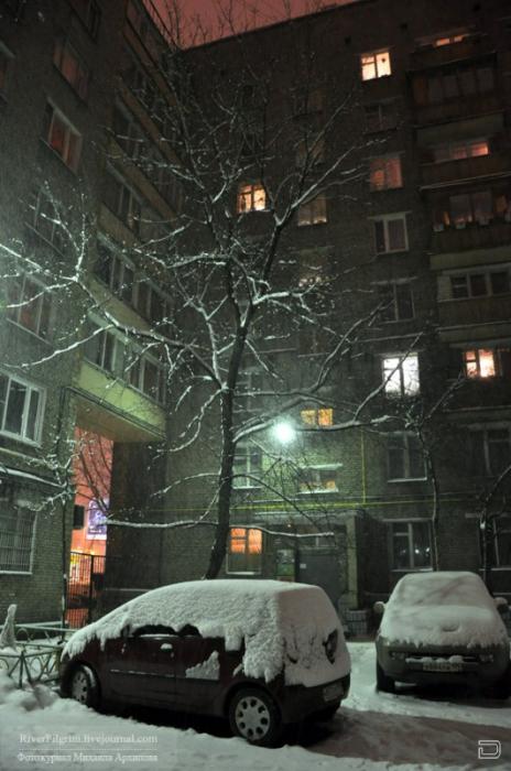 Первый снегопад в Москве (12 фото)