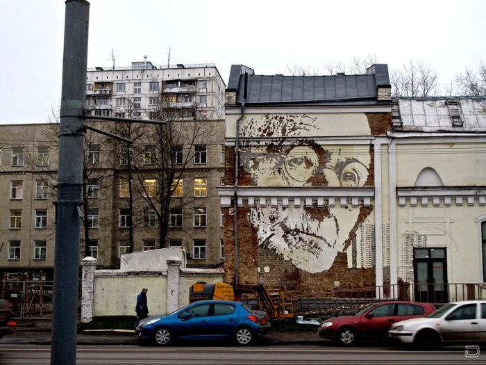 Интересные работы Vhils в Москве (3 фото)