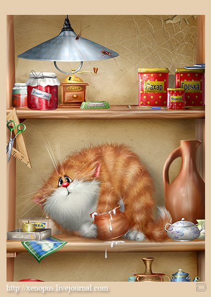 Добрые котики от художника Алексея Долотова