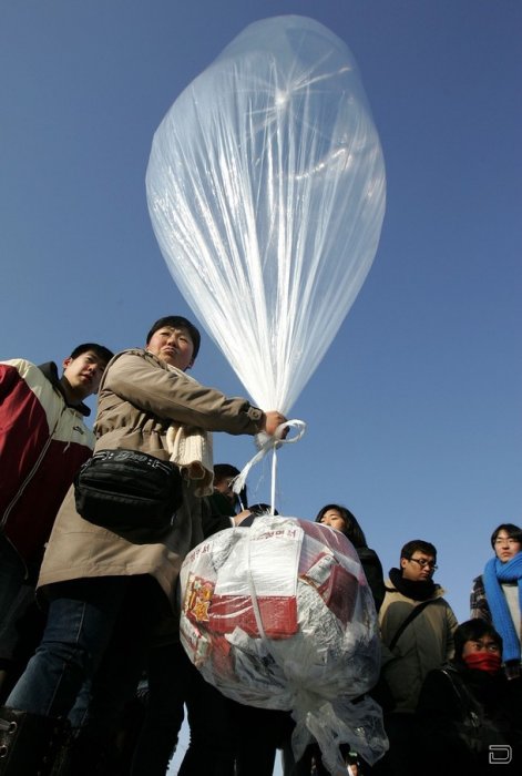 В Южной Корее прошла акция с воздушными шарами