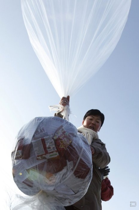 В Южной Корее прошла акция с воздушными шарами