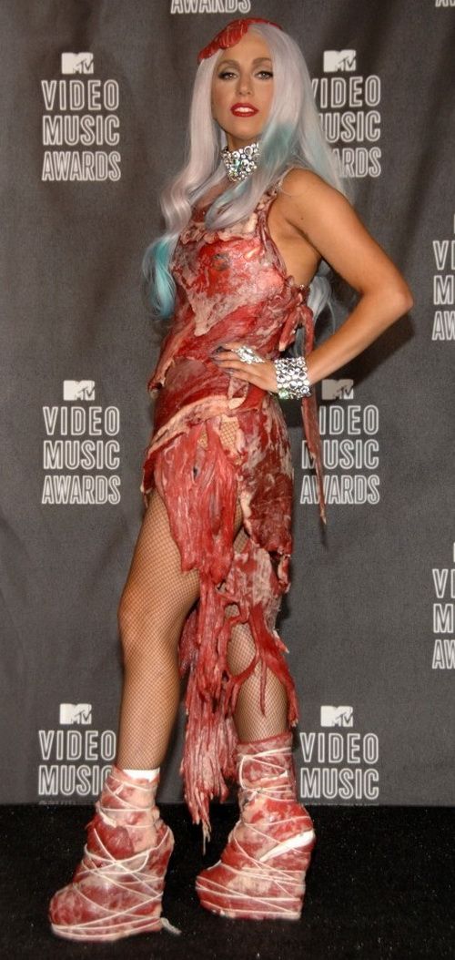 Платье из мяса. Шок от Леди Гага (10 фото)