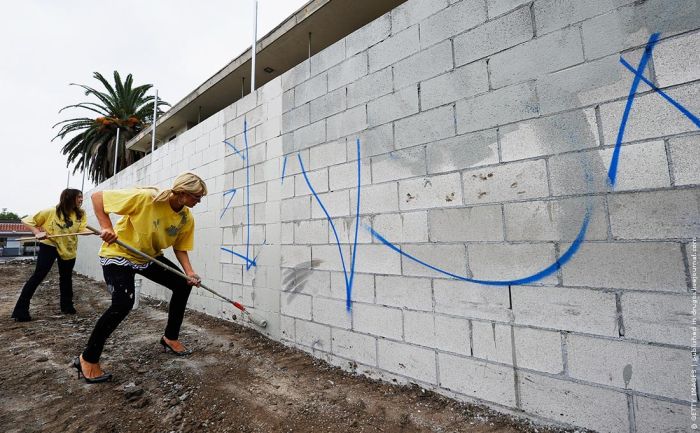 Пэрис Хилтон красит стены на общественных работах