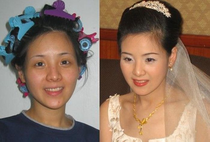 Невесты до и после макияжа (6 фото)