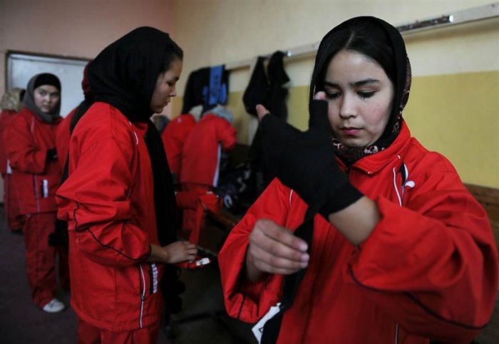 Тренировка афганских боксерш