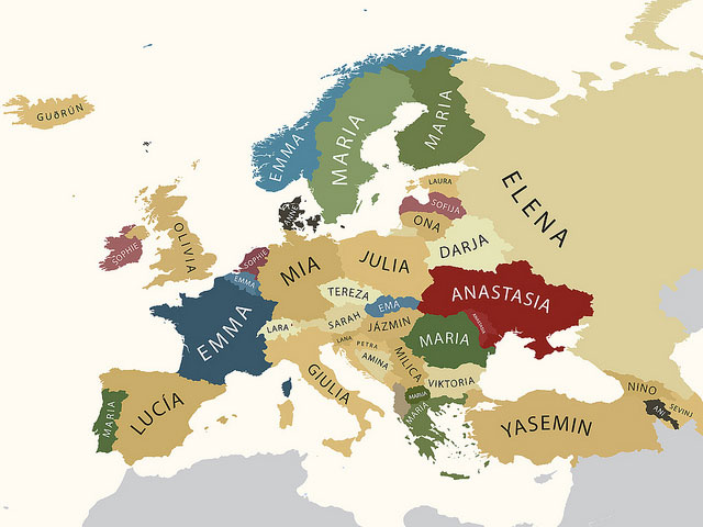 Самые распространенные мужские и женские имена по странам