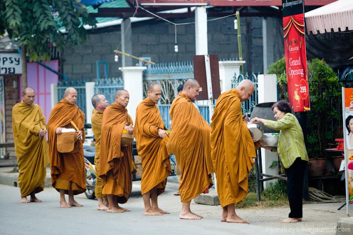 Сбор подаяния монахов в Таиланде
