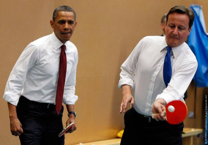 Барак Обама и Дэвид Кэмерон сыграли в настольный теннис (6 фото)