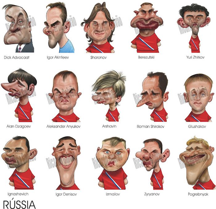 Прикольные карикатуры игроков Евро 2012 (10 картинок)