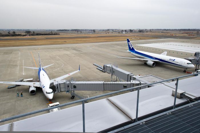 Японский аэропорт, разрушенный цунами (30 фото)