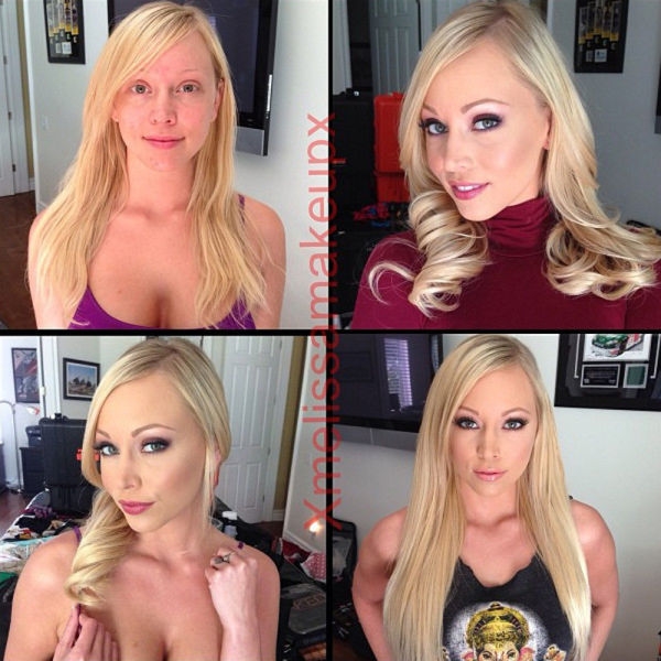 Девушки-порнозвезды до и после макияжа