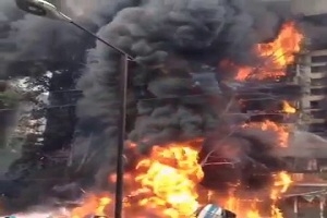 Взрыв бочки с горючем в Алмате