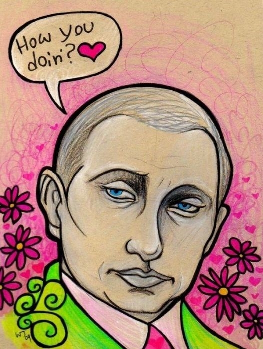 Зарисовки и карикатуры на Путина из зарубежных соц сетей