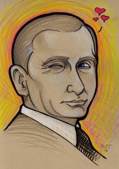 Зарисовки и карикатуры на Путина из зарубежных соц сетей