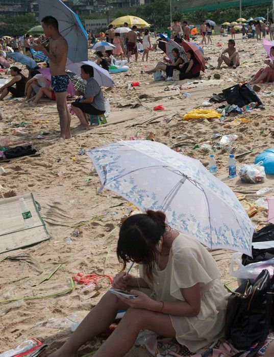 Chinese Tourist on the Beach