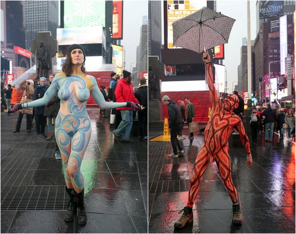 Times square nude model