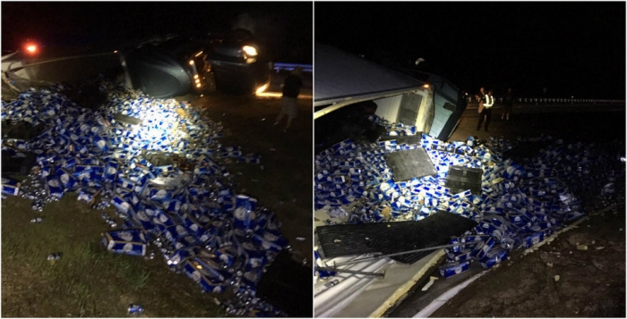 Страшная трагедия: более 27 тонн пива вылилось на шоссе во Флориде