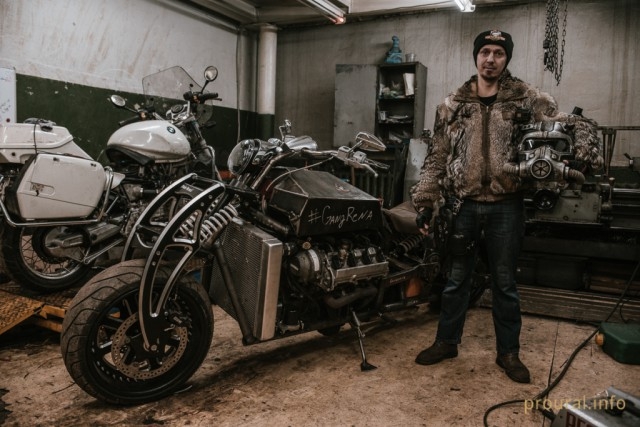 Житель Уфы построил мотоцикл с V8 мотором от автомобиля Lexus