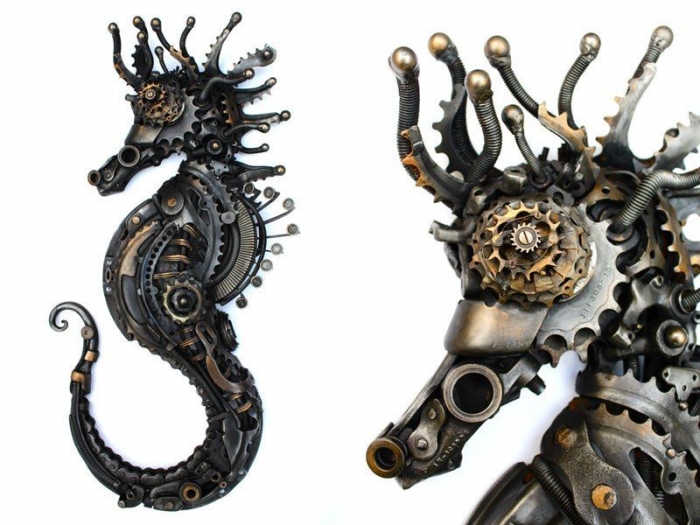 Поразительные скульптуры животных и фантастических существ из металлолома