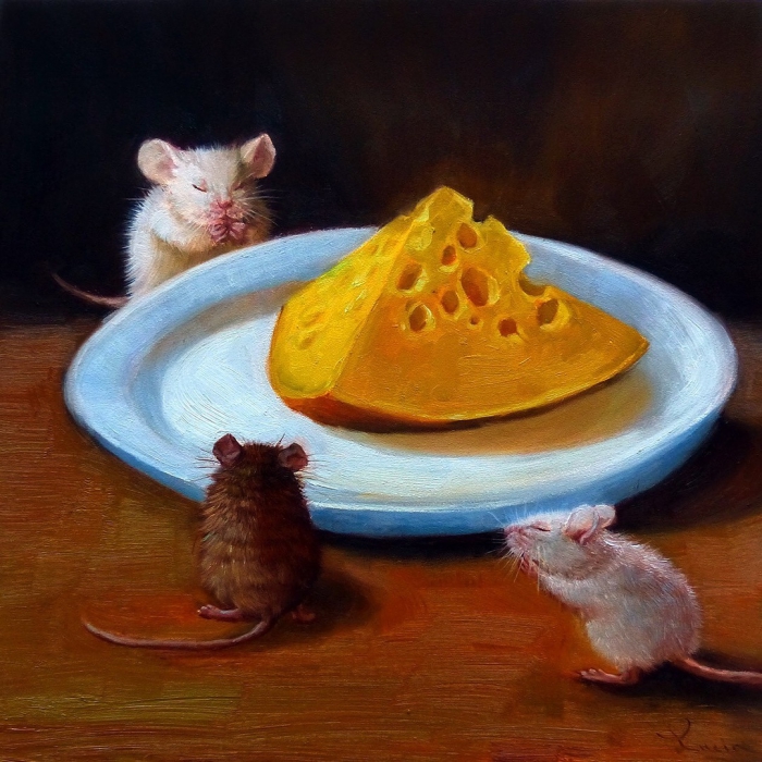 Художница изображает мышей в человеческих ситуациях
