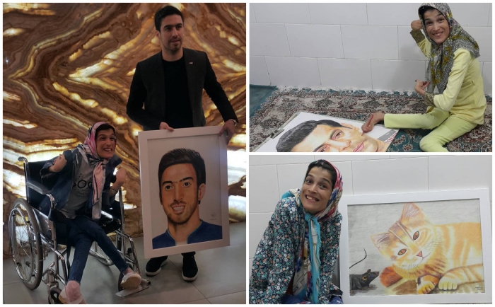 Художница-инвалид из Ирана пишет удивительные картины ногой