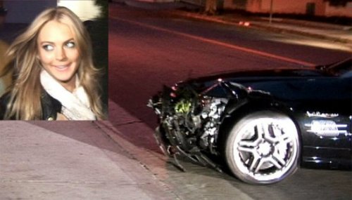 Линдси Лохан попала в аварию (7 фото + видео)